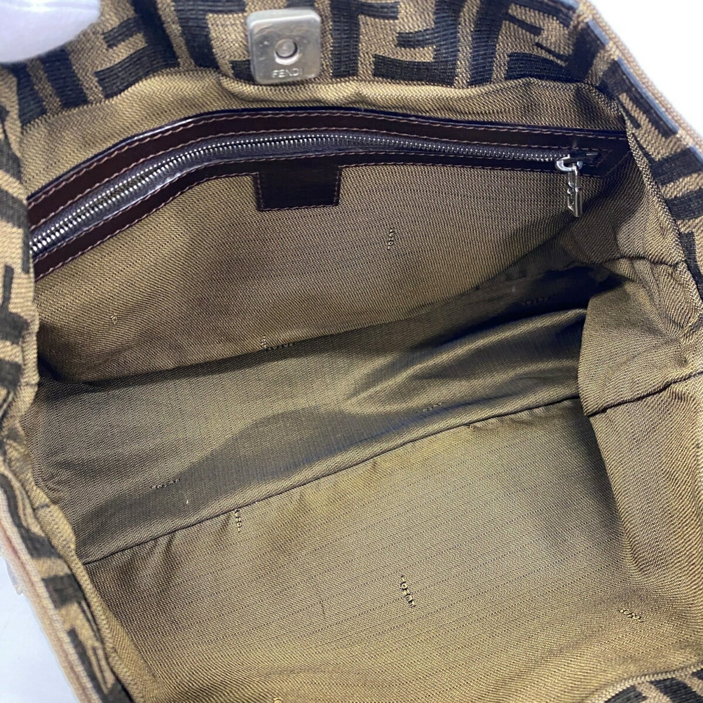 Fendi Zucca Nylon Canvas Handbag In Brown