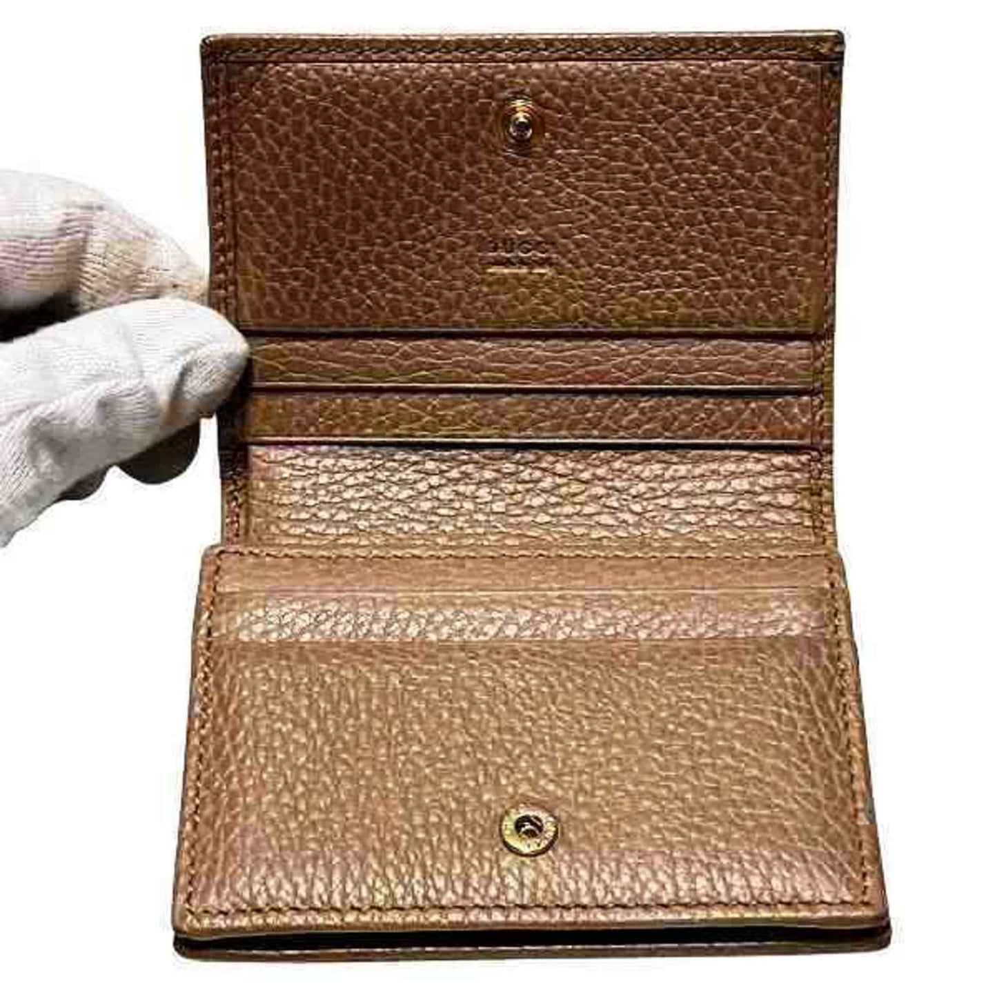 Gucci Gg Marmon 456126 Beige Leather Bi-Fold Wallet