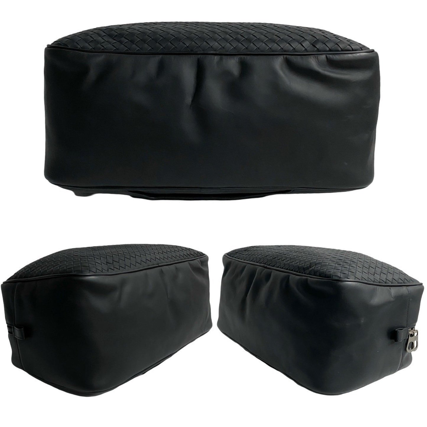 Bottega Veneta Intrecciato Leather Mini Boston Bag In Black