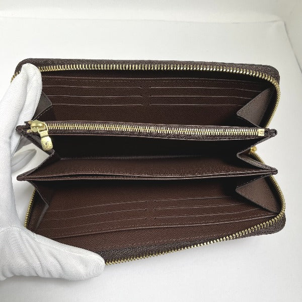 Louis Vuitton Long Wallet Purse N41661 Damier Canvas Brown Zip Around Damier Zippy Wallet