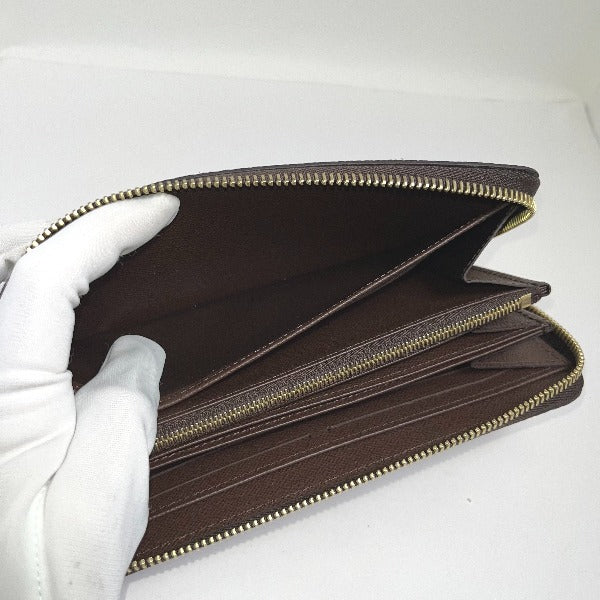 Louis Vuitton Long Wallet Purse N41661 Damier Canvas Brown Zip Around Damier Zippy Wallet