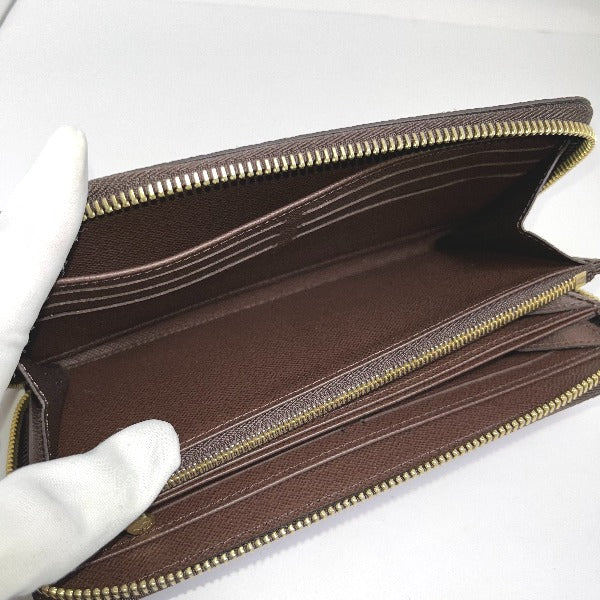 Louis Vuitton Long Wallet Purse N41661 Damier Canvas Brown Zip Around Damier Zippy Wallet