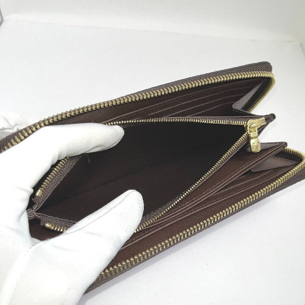 Louis Vuitton Long Wallet Purse N41661 Damier Canvas Brown Zip Around Damier Zippy Wallet