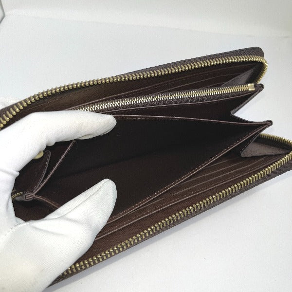 Louis Vuitton Long Wallet Purse N41661 Damier Canvas Brown Zip Around Damier Zippy Wallet