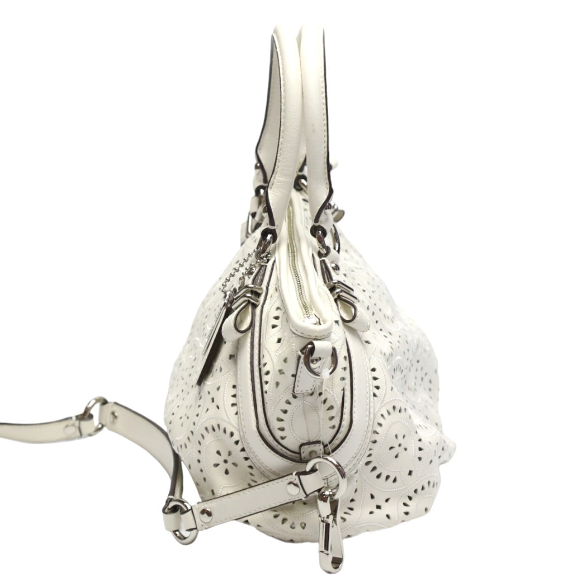 Coach Handbag 16997 Leather White Madison Punching 2Way Leather Cut Op Art Leather Sophia Shirakawa