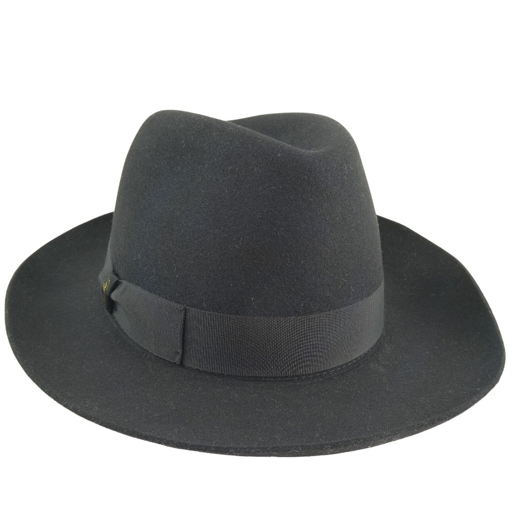 Borsalino Hat Wool Black With Pin Brooch(Unisex) Cm57