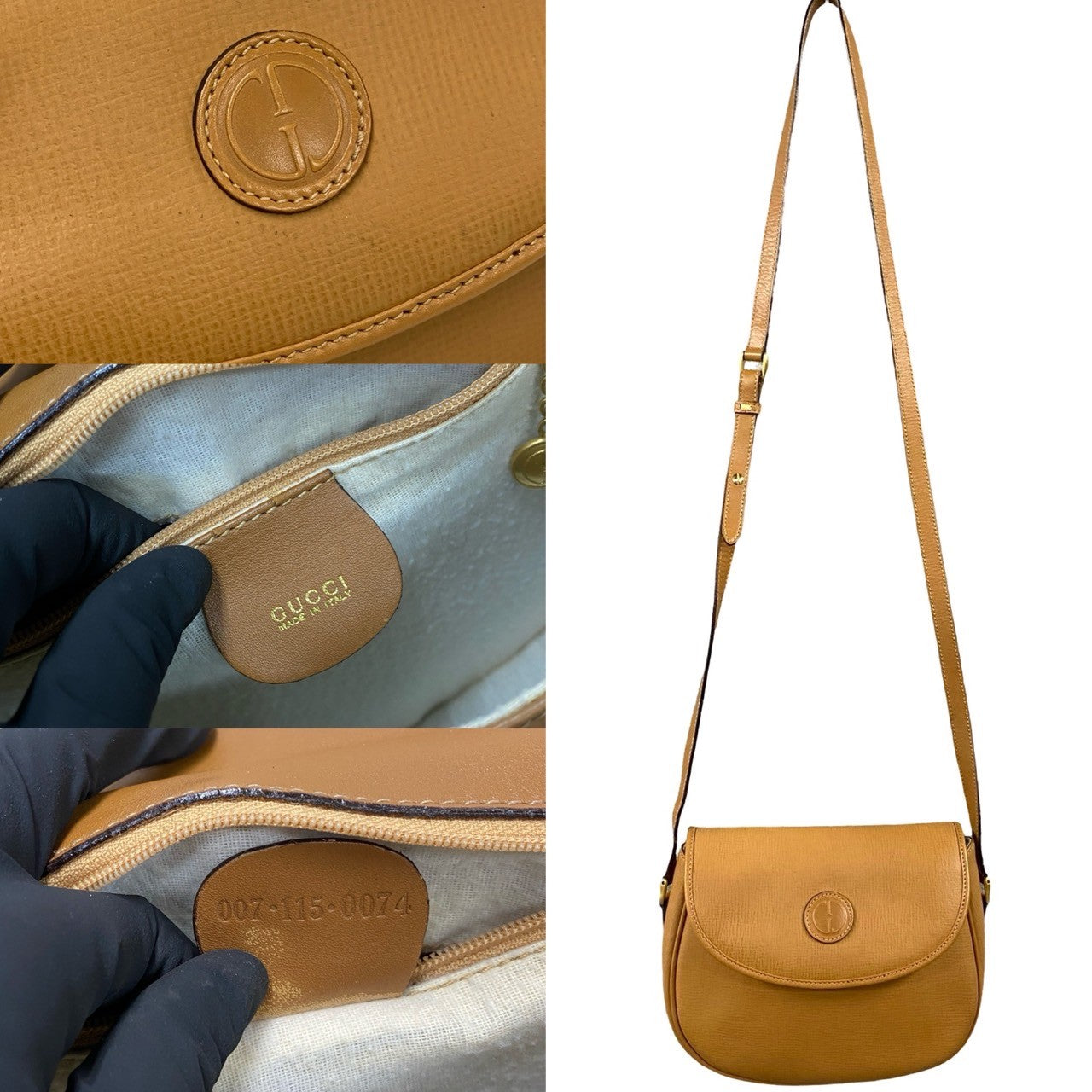 Gucci Shoulder Bag Leather Brown Gg Logo Women