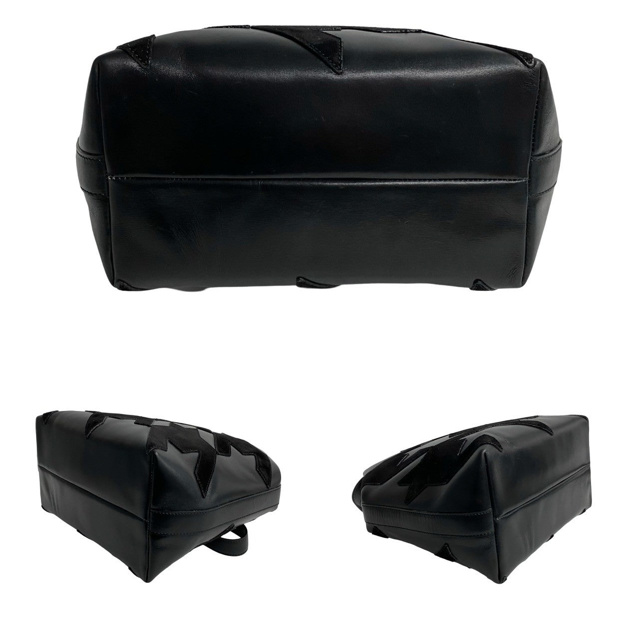 Celine Shoulder Bag Calfskin Black Arc De Triomphe Motif Circle Metal Women
