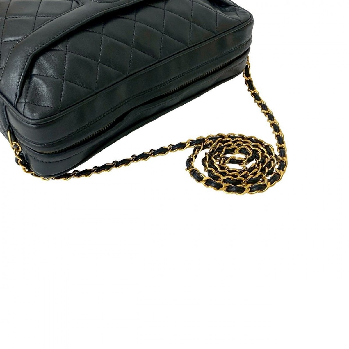 Chanel Shoulder Bag Lambskin Navy Matrasse