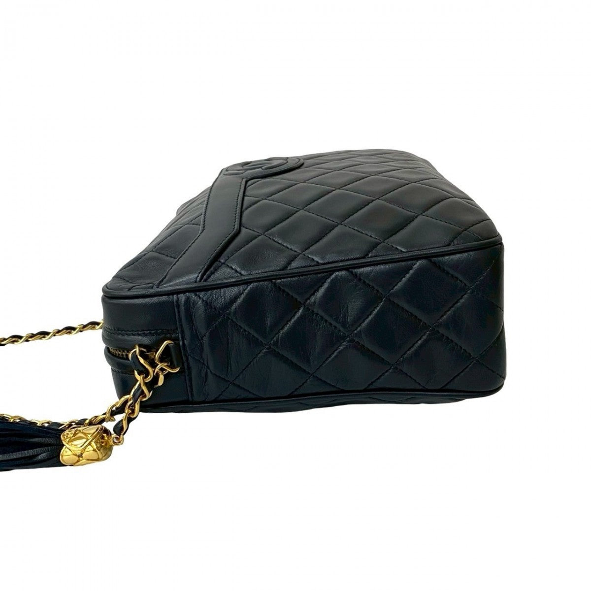 Chanel Shoulder Bag Lambskin Navy Matrasse
