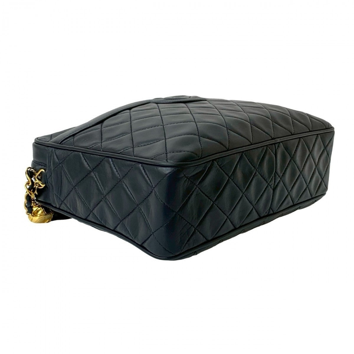 Chanel Shoulder Bag Lambskin Navy Matrasse