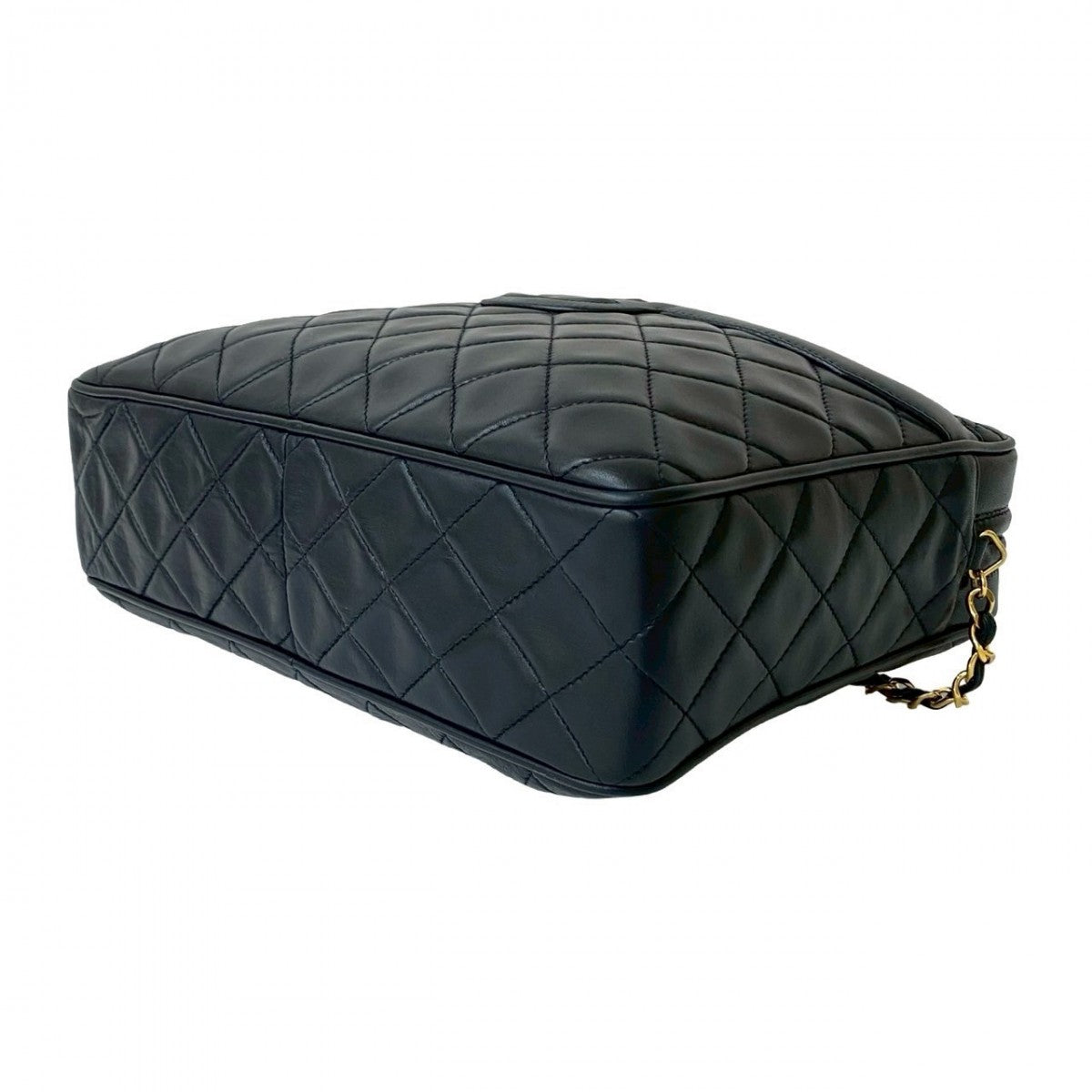 Chanel Shoulder Bag Lambskin Navy Matrasse