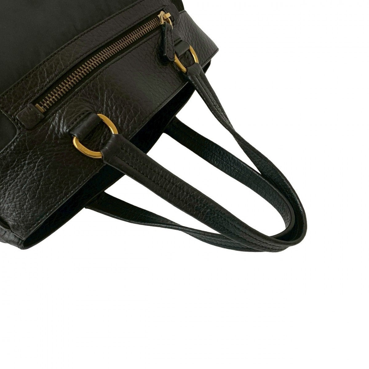Prada Handbag Leather, Nylon Black Triangular Logo Women