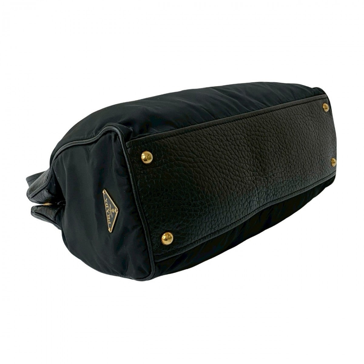 Prada Handbag Leather, Nylon Black Triangular Logo Women