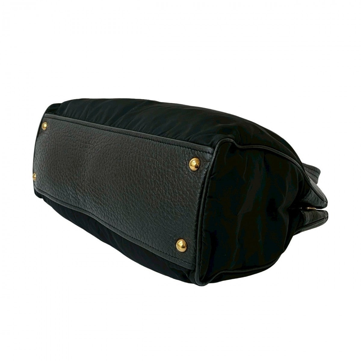 Prada Handbag Leather, Nylon Black Triangular Logo Women