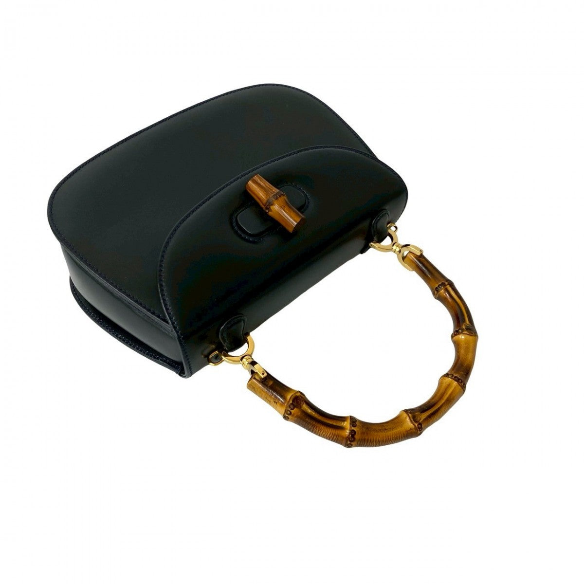 Gucci Handbag Leather Navy Bamboo