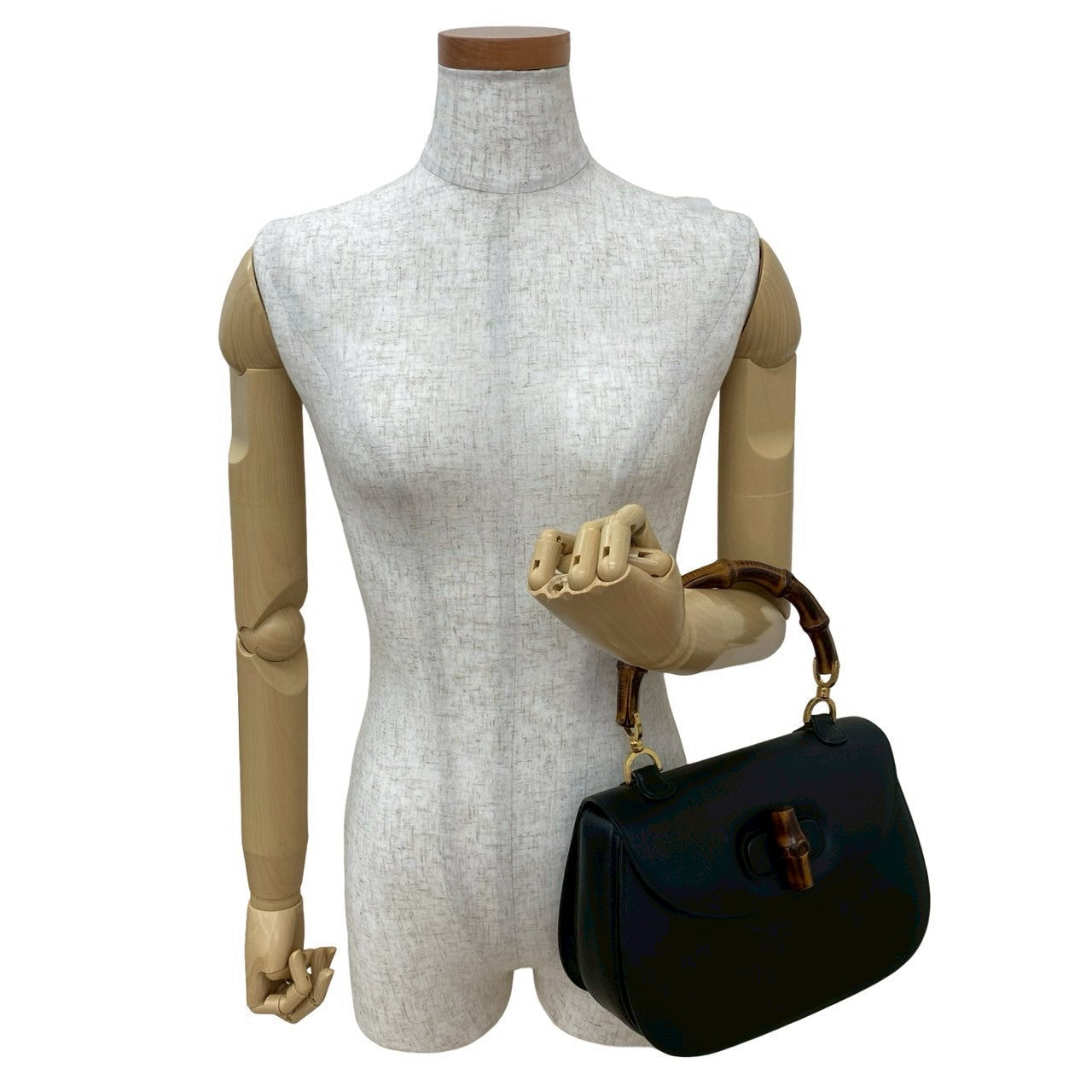 Gucci Handbag Leather Black Bamboo