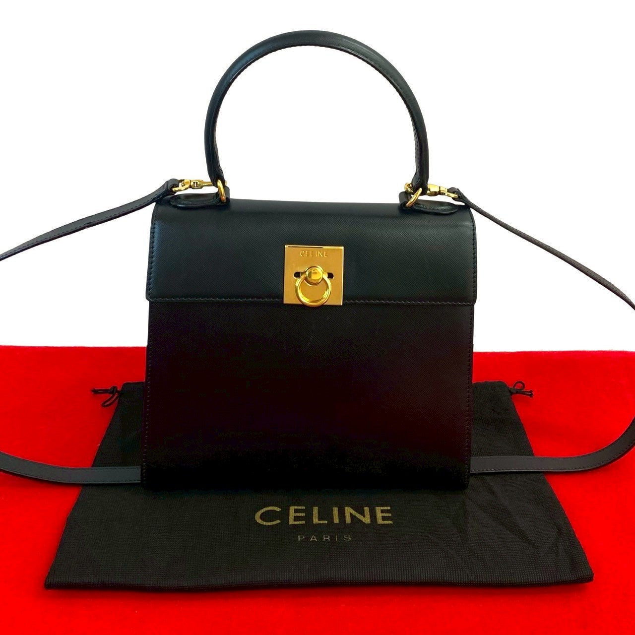 Celine Shoulder Bag Leather Black