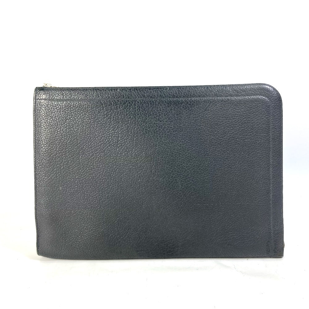 Hermes Clutch Bag Leather Gray L-Shaped Fastener Zip Tablet Mens