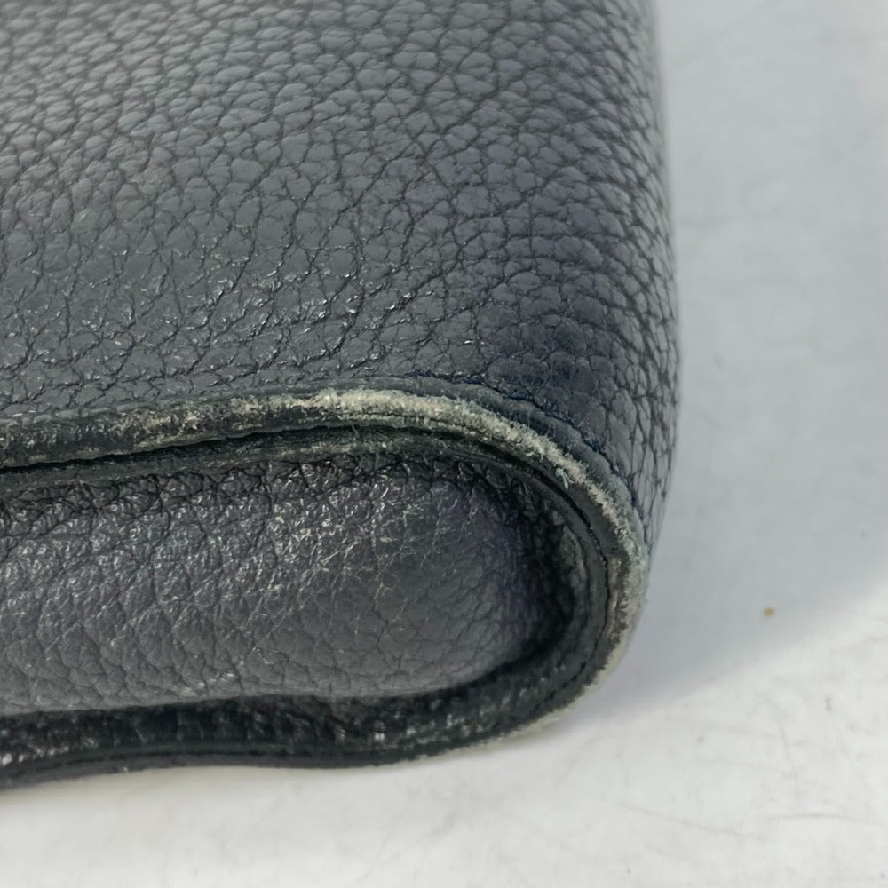 Hermes Clutch Bag Leather Gray L-Shaped Fastener Zip Tablet Mens