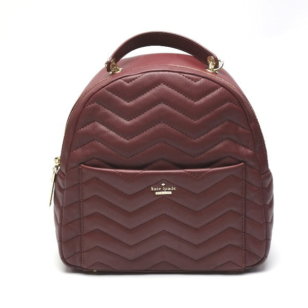 Kate Spade Backpack Leather Bordeaux Bag Quilting Women