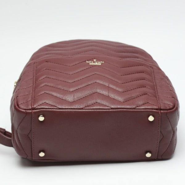 Kate Spade Backpack Leather Bordeaux Bag Quilting Women