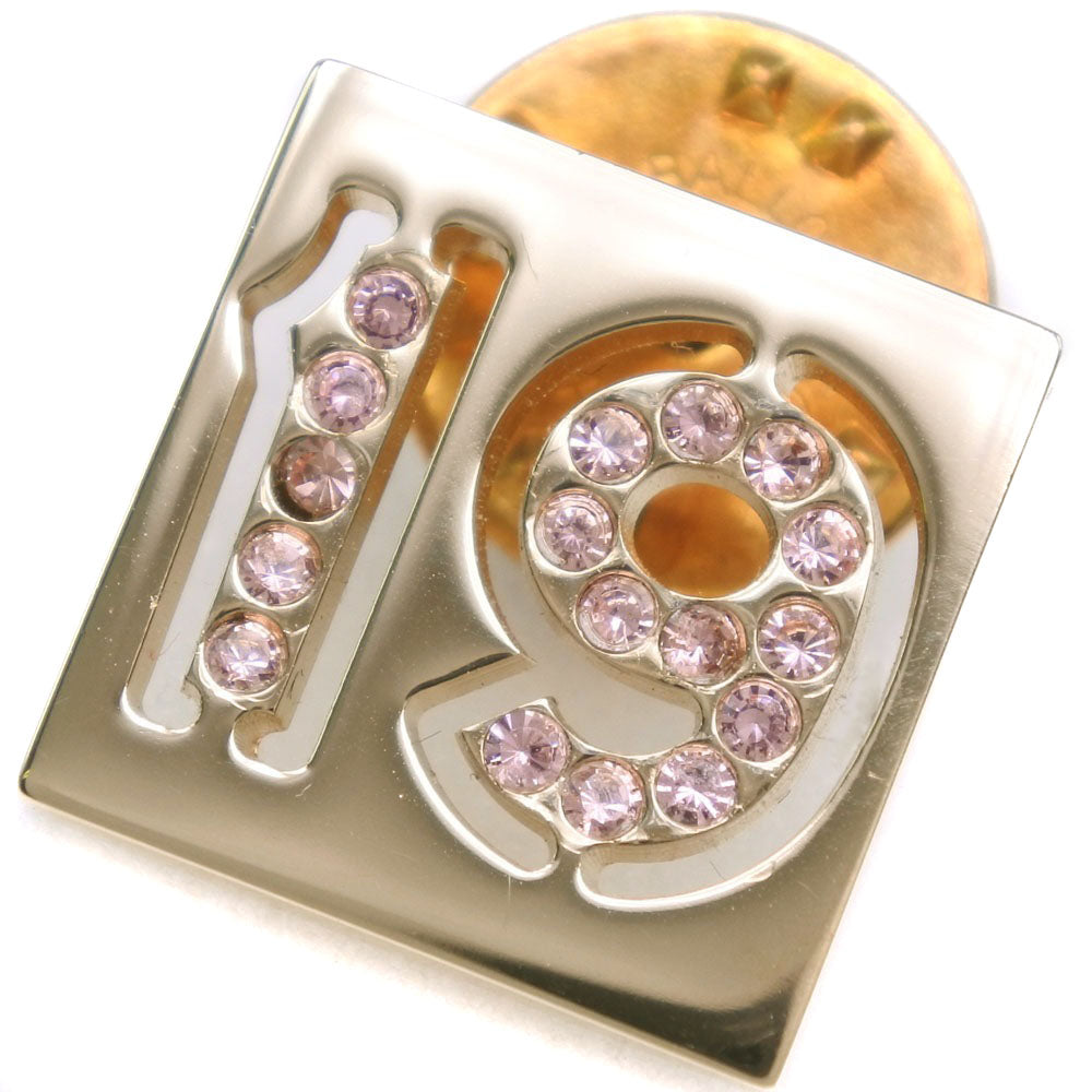 Chanel Brooch Plated Gold, Rhinestones Gold Pin Brooch No.19 Women