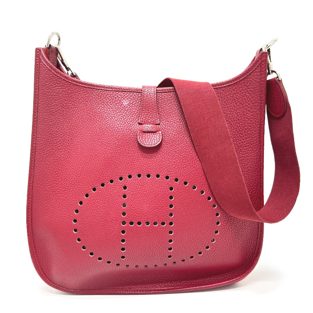 Hermes Shoulder Bag Taurillon Clemence Red Evelyn 1Gm