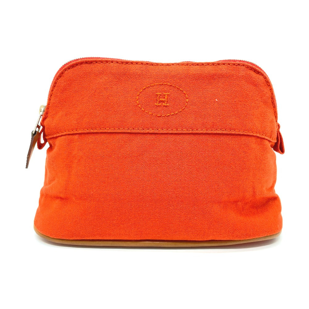 Hermes Pouch Cotton Orange Bored Pouch Women