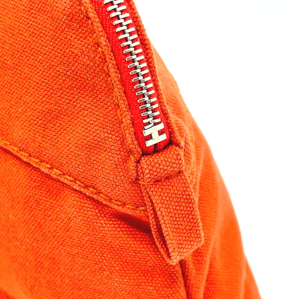 Hermes Pouch Cotton Orange Bored Pouch Women