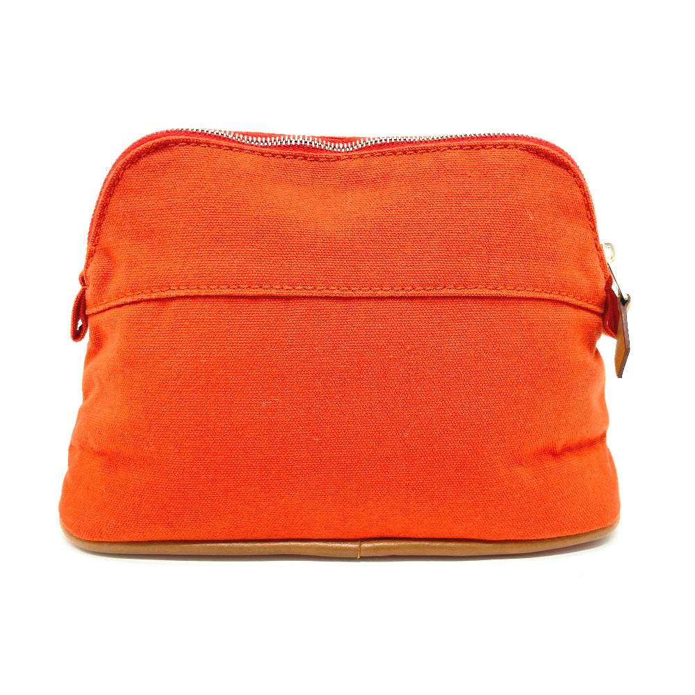 Hermes Pouch Cotton Orange Bored Pouch Women