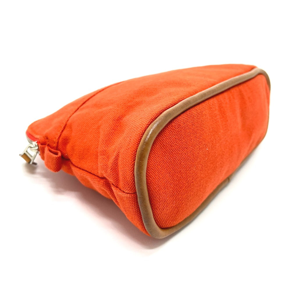 Hermes Pouch Cotton Orange Bored Pouch Women