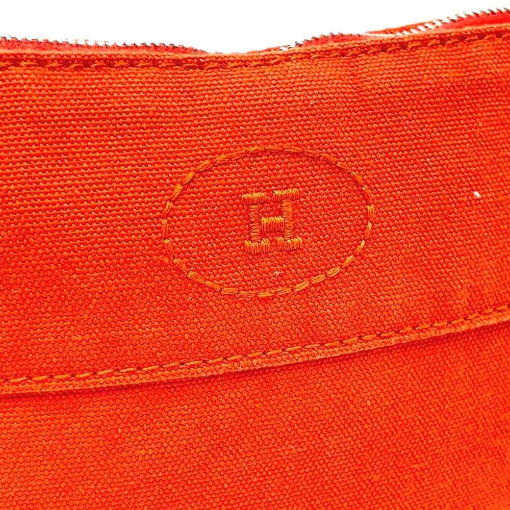 Hermes Pouch Cotton Orange Bored Pouch Women