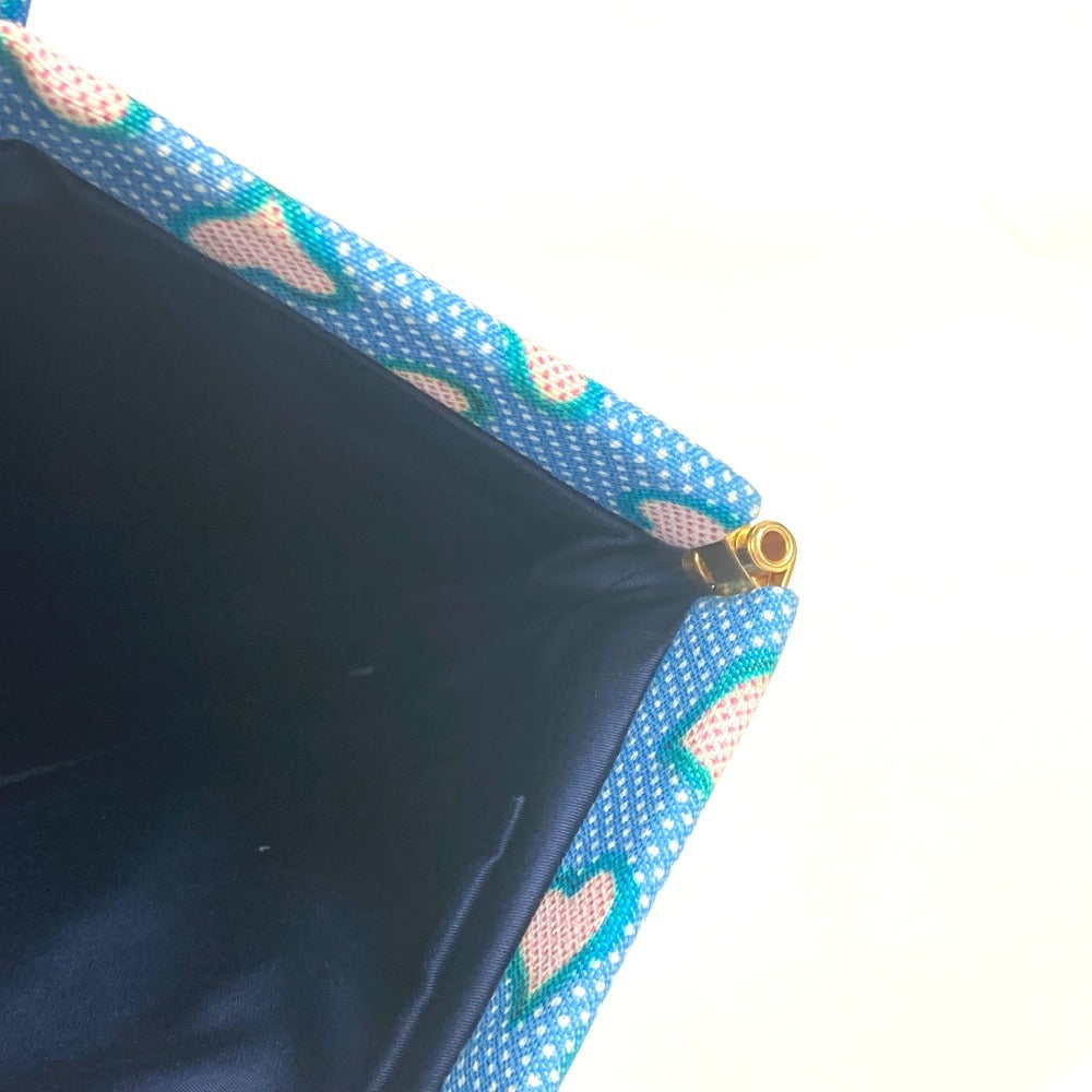 Miumiu Clutch Bag Canvas Blue Heart Logo Women