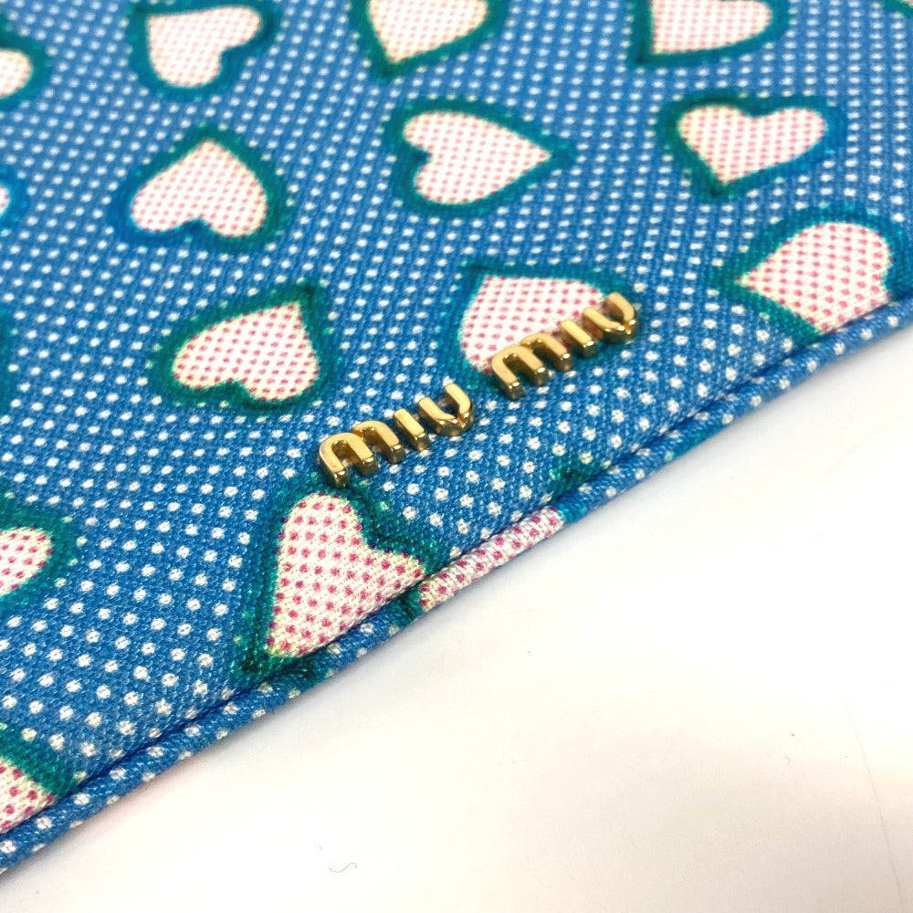 Miumiu Clutch Bag Canvas Blue Heart Logo Women