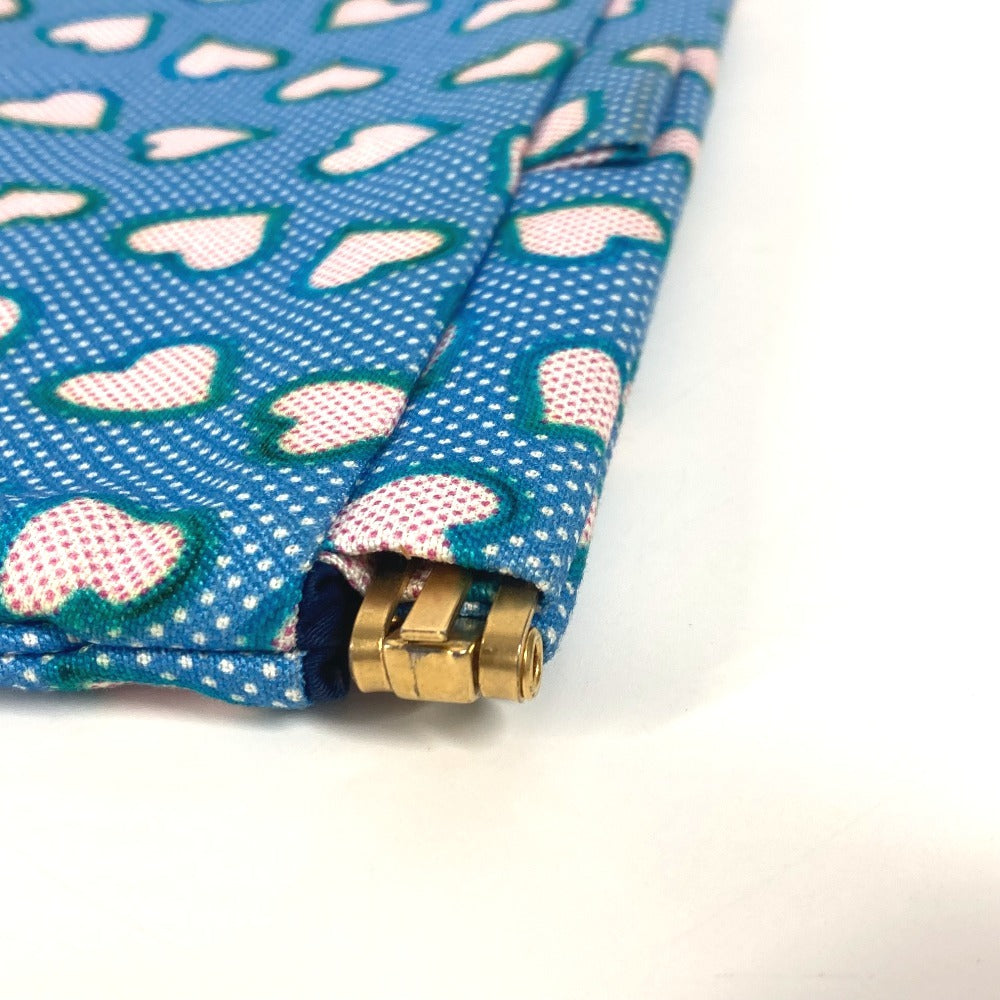 Miumiu Clutch Bag Canvas Blue Heart Logo Women