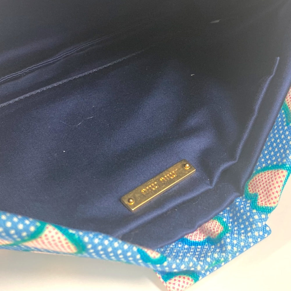 Miumiu Clutch Bag Canvas Blue Heart Logo Women