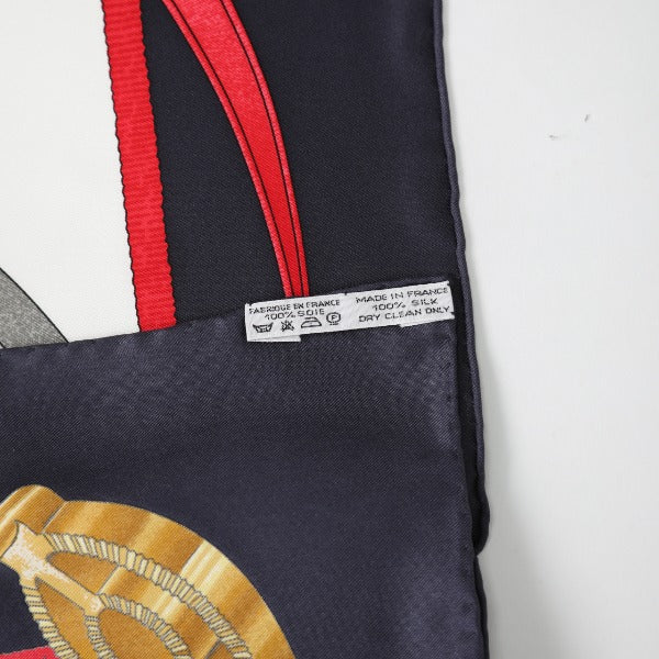 Hermes Scarf Silk Navy Big Training Carre90 Crano Manege Women