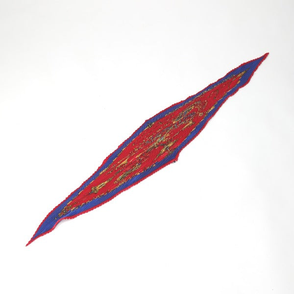 Hermes Scarf Silk Blue X Red Pleated Scarf Pleatedcarre Jewelry Pattern Women