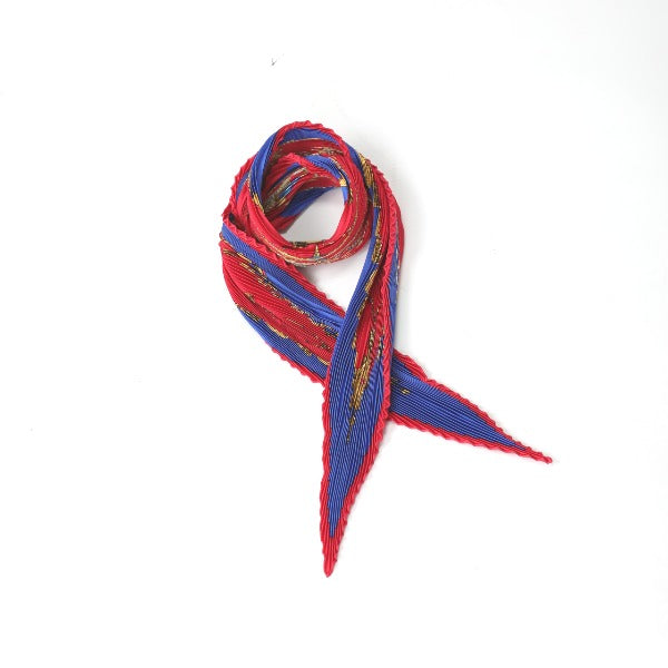 Hermes Scarf Silk Blue X Red Pleated Scarf Pleatedcarre Jewelry Pattern Women