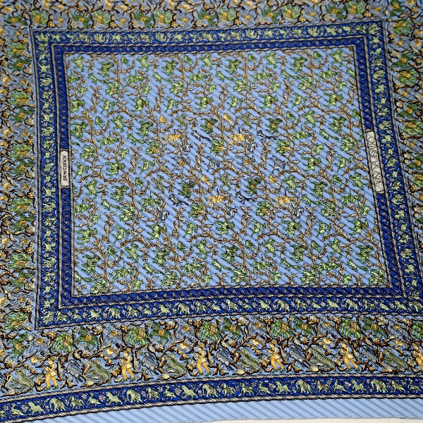 Hermes Scarf Silk Blue 100% Silk Pleated Women
