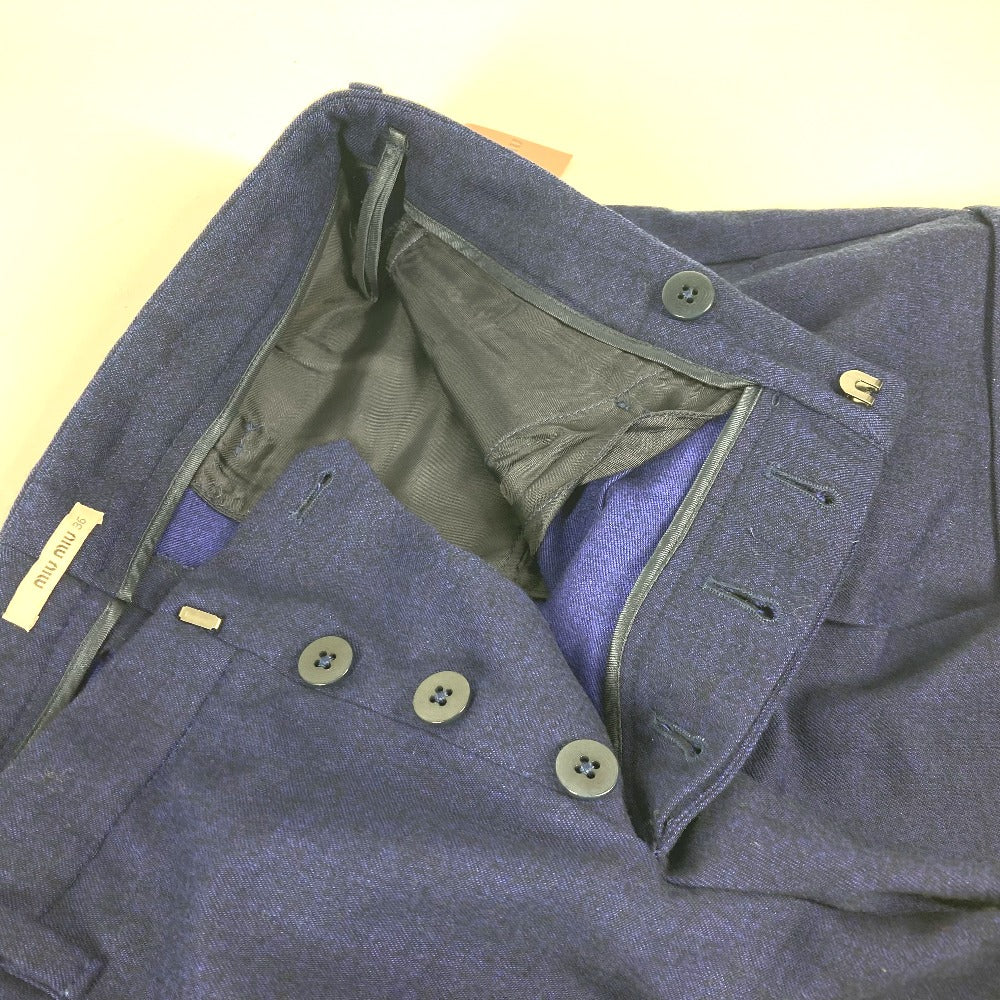 Miumiu Shorts Mp676 Wool, Elastane Blue Women 36