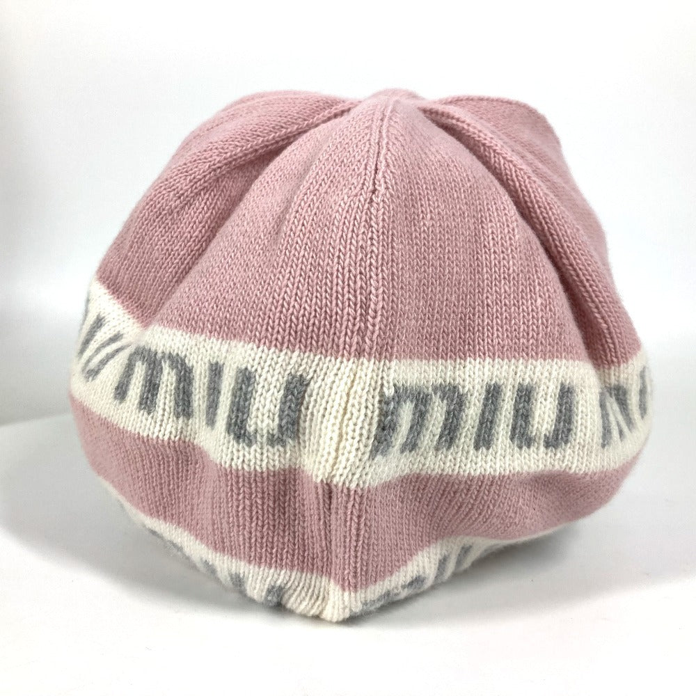 Miumiu Knit Hat 5Hc260 Wool, Cashmere Pink By Color Logo Women