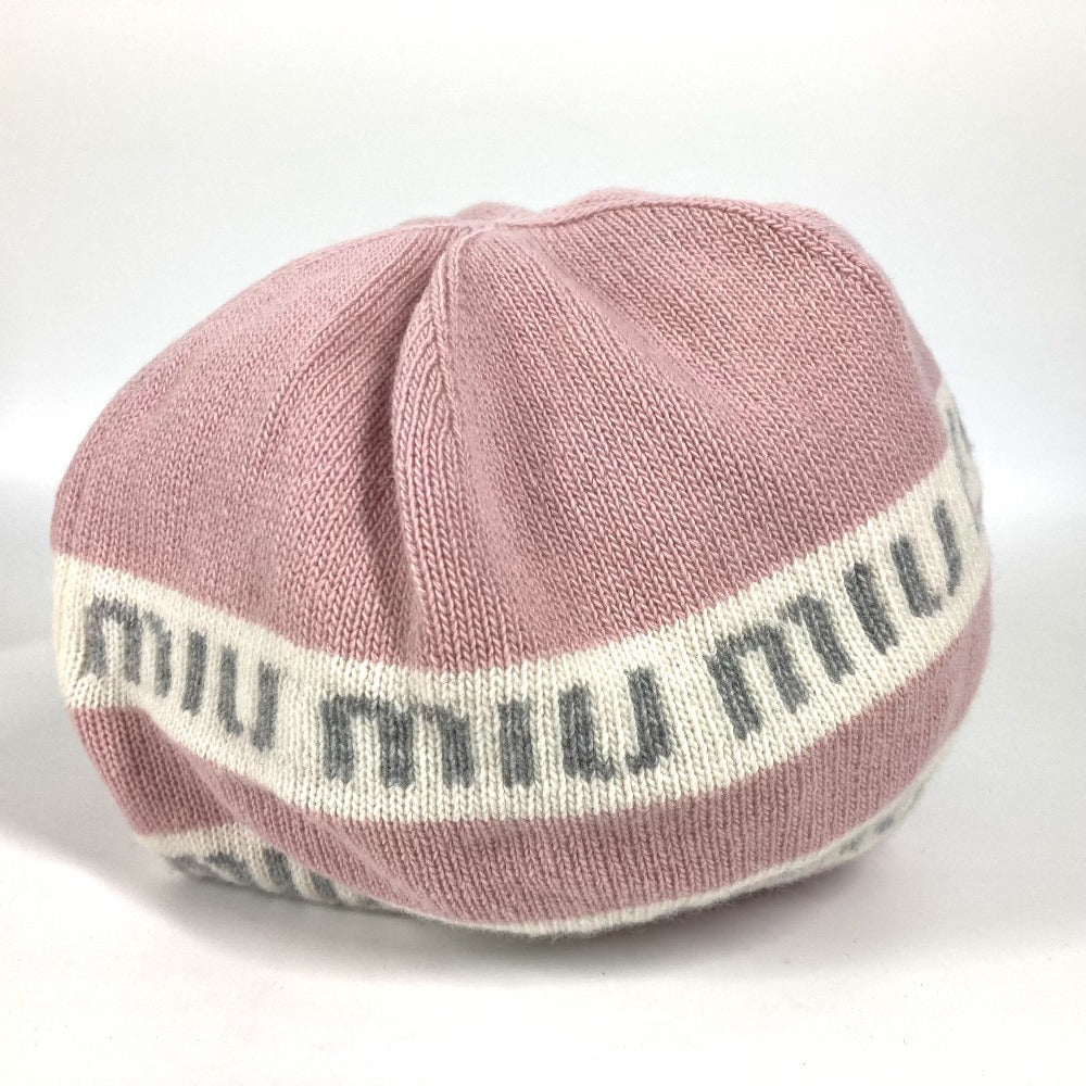 Miumiu Knit Hat 5Hc260 Wool, Cashmere Pink By Color Logo Women