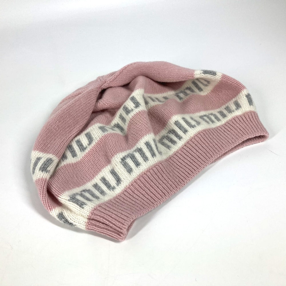 Miumiu Knit Hat 5Hc260 Wool, Cashmere Pink By Color Logo Women