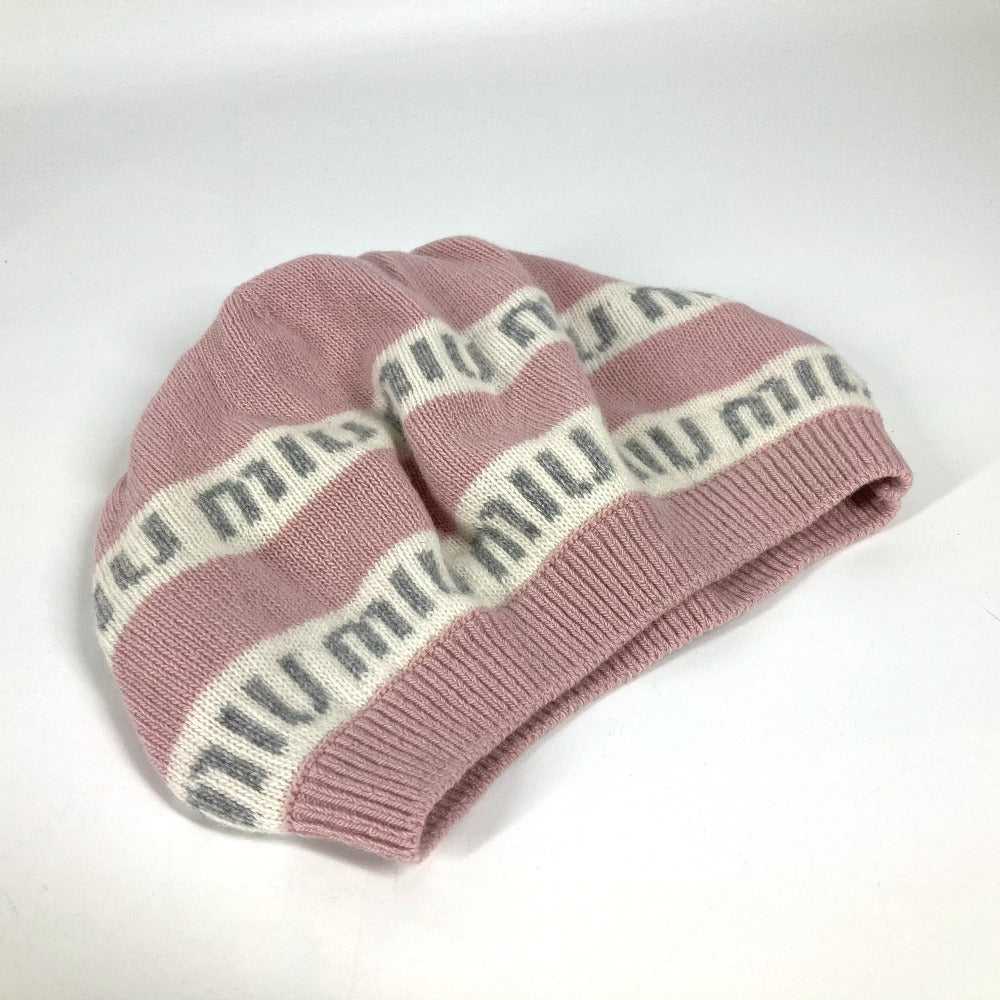 Miumiu Knit Hat 5Hc260 Wool, Cashmere Pink By Color Logo Women