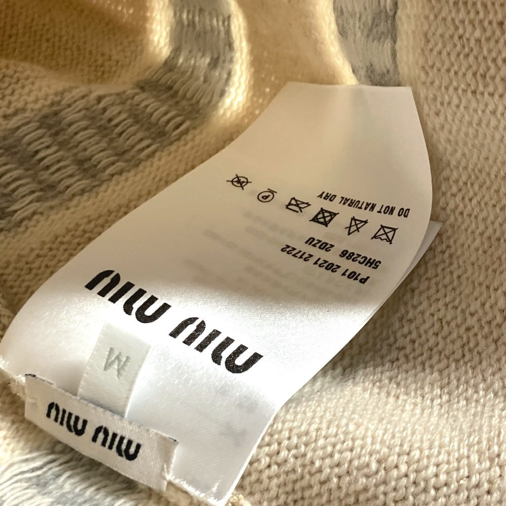 Miumiu Knit Hat 5Hc286 Wool / Cashmere White Logo Women M
