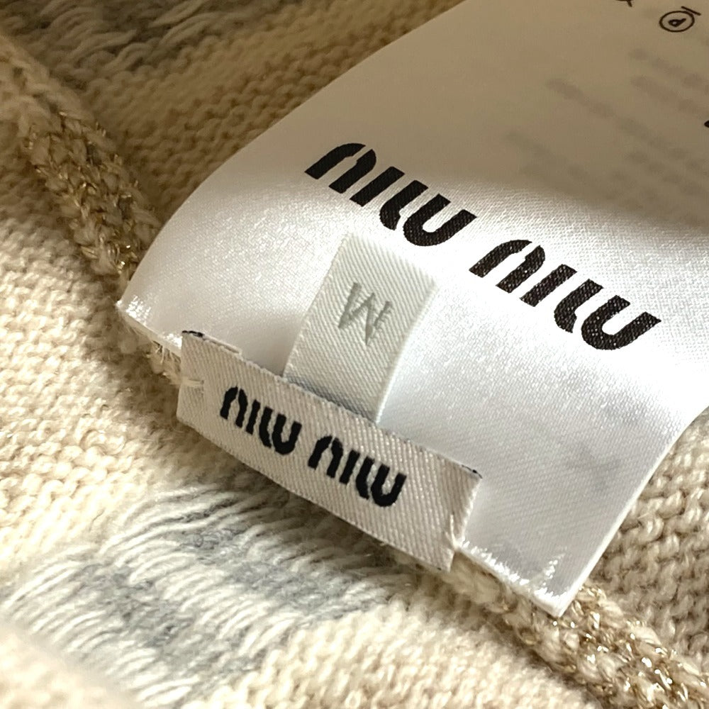 Miumiu Knit Hat 5Hc286 Wool / Cashmere White Logo Women M