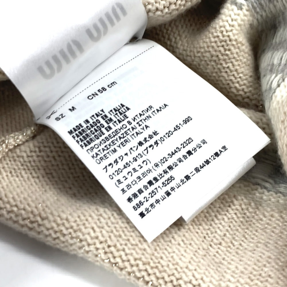 Miumiu Knit Hat 5Hc286 Wool / Cashmere White Logo Women M