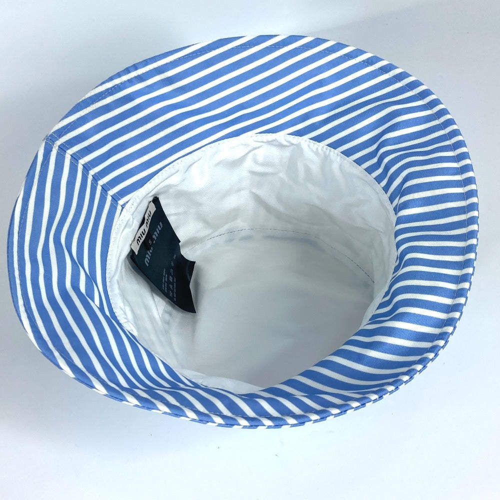 Miumiu Hat 5Hc196 Polyamide Blue Logo Stripe S